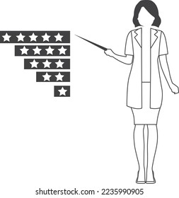 Icono de satisfacción del cliente, icono de clasificación de 5 estrellas vector negro