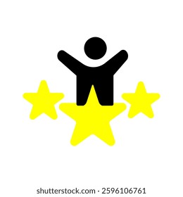 Customer Satisfaction Icon. Achievement, grade, ranking, star, user team icon. Client rating, executive, star user team icon. Business client icon, people 