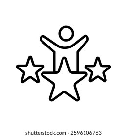 Customer Satisfaction Icon. Achievement, grade, ranking, star, user team icon. Client rating, executive, star user team icon. Business client icon, people 