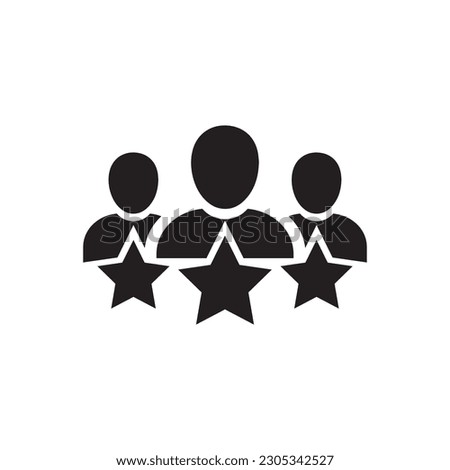 Customer Satisfaction Icon. Achievement, grade, ranking, star, user team icon. Client rating, executive, star user team icon. Business client icon, people group with stars line sign.