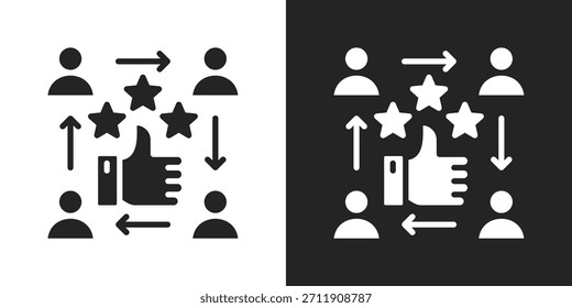Icono de satisfacción Cliente en estilo glifo blanco y negro