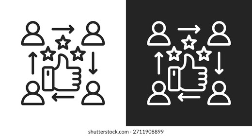 Icono de satisfacción Cliente en estilo de línea blanco y negro