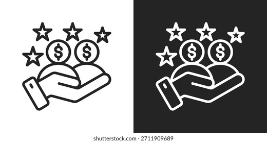 Icono De Satisfacción Cliente En Estilo De Línea Blanco Y Negro