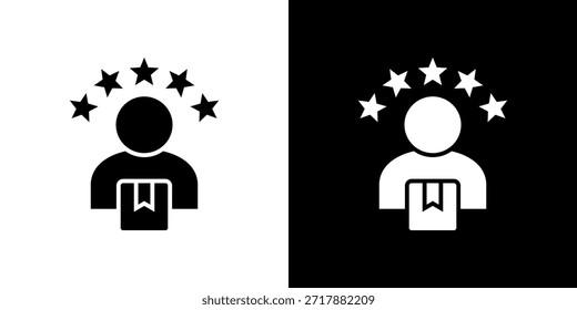 Cliente Icono de satisfacción relleno en blanco y negro.