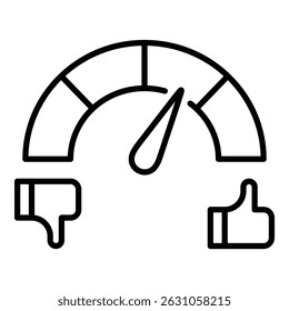 Ícone de satisfação do cliente com polegares para cima e para baixo, simbolizando a aprovação do serviço, a opinião do cliente e o feedback de desempenho.
