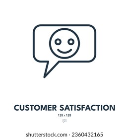 Customer Satisfaction Icon. Feedback, Rating, Review. Editable Stroke. Simple Vector Icon