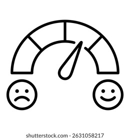 Customer satisfaction icon with happy and unhappy emojis, representing user feedback, emotion tracking, and service quality.