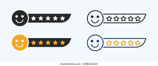 Icono de satisfacción del Cliente. Conjunto de signos de Vector Cliente feliz. Signo de calificación de Producto