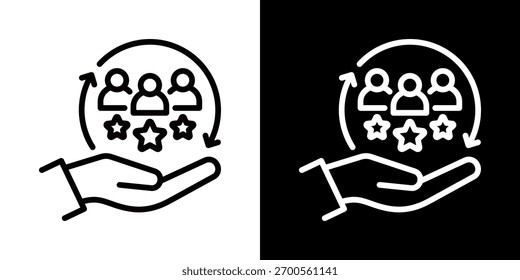 Icono De Satisfacción Cliente De Línea Estilo Blanco Y Negro