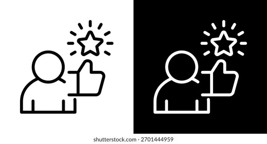 Icono De Satisfacción Cliente De Línea Estilo Blanco Y Negro