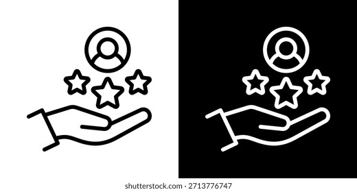 Icono De Satisfacción Cliente De Línea Estilo Blanco Y Negro