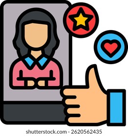 Customer Satisfaction Icon Lineal Color Vector Illustration