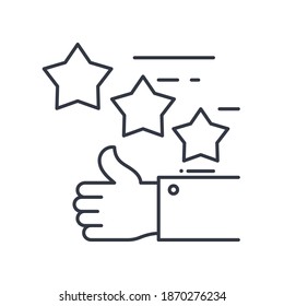 Customer satisfaction icon, linear isolated illustration, thin line vector, web design sign, outline concept symbol with editable stroke on white background.
