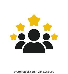 Ícone De Satisfação Do Cliente Em Branco. ícone Realização, nível, classificação, estrela, equipe de usuários. Classificação do cliente, executivo, ícone da equipe do usuário estrela