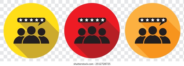 Customer satisfaction icon. Quality review feedback with stars. Rate best service with thumb up hand. Client service review. Rate customer satisfaction, high quality. User feedback stars. Vector