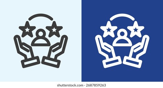 Conjunto de iconos de satisfacción Cliente en estilo de contorno blanco y negro