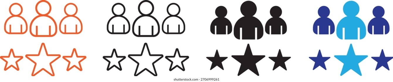 Conjunto de iconos de satisfacción del Cliente, símbolo de Clientes de calificación para producto o servicio, conjunto de iconos de satisfacción del Cliente, ilustración de estilo múltiple, ilustración,
