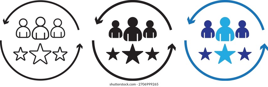 Conjunto de iconos de satisfacción del Cliente, símbolo de Clientes de calificación para producto o servicio, conjunto de iconos de satisfacción del Cliente, ilustración de estilo múltiple, ilustración,
