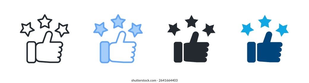Customer Satisfaction Icon Set Multiple Style. Design In Outline, Blue, Glyph, Dualtone