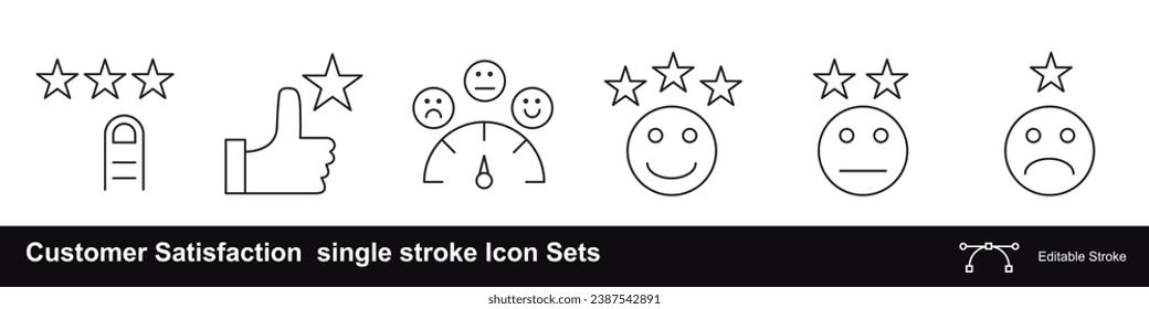 Customer Satisfaction icon set single stroke vector collection expandable and color changeable pixel perfect arrow sets