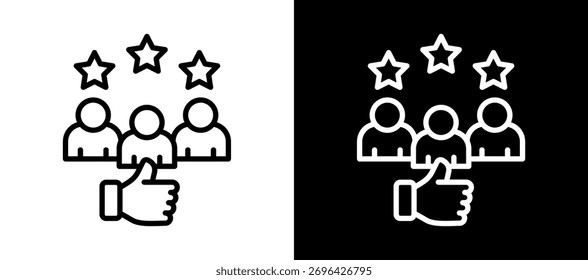 Icono de satisfacción Cliente en la línea blanca y negra Estilo Colección Set Ilustración vectorial