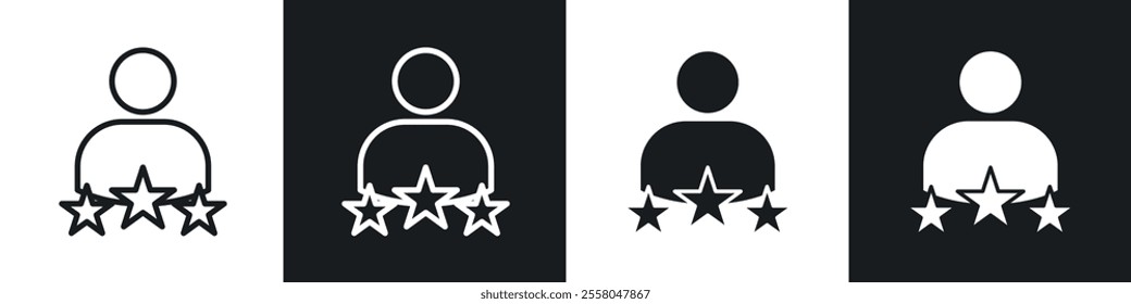 Customer satisfaction icons pack in black and white filled and outlined versions.