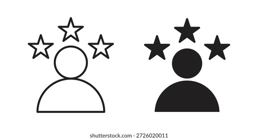 Símbolo de Vector de iconos de satisfacción Cliente con trazo editable y versiones planas