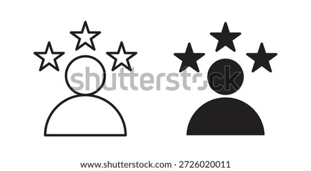 Customer satisfaction icons vector symbol with editable stroke and flat versions