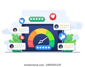 Customer satisfaction indicator for product, service, app, website, Consumer opinion, review, feedback, User experience