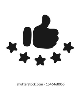 Customer satisfaction level. The thumb held up with star ratings from product reviews