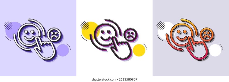 Customer satisfaction line icon. Halftone dotted pattern. Gradient icon with grain shadow. Positive feedback sign. Smile symbol. Line customer satisfaction icon. Various designs. Vector