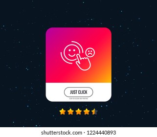 Customer satisfaction line icon. Positive feedback sign. Smile symbol. Web or internet line icon design. Rating stars. Just click button. Smile vector