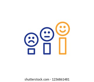 Customer satisfaction line icon. Positive feedback sign. Smile chart symbol. Colorful outline concept. Blue and orange thin line color icon. Customer satisfaction Vector