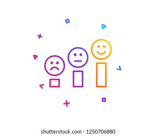 Customer satisfaction line icon. Positive feedback sign. Smile chart symbol. Gradient line button. Customer satisfaction icon design. Colorful geometric shapes. Vector