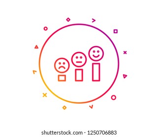 Customer satisfaction line icon. Positive feedback sign. Smile chart symbol. Gradient pattern line button. Customer satisfaction icon design. Geometric shapes. Vector