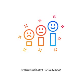 Customer satisfaction line icon. Positive feedback sign. Smile chart symbol. Gradient design elements. Linear customer satisfaction icon. Random shapes. Vector