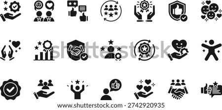 Customer Satisfaction and Loyalty Reward Solid Icons Set