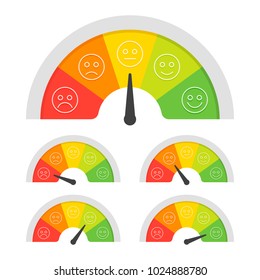 Customer satisfaction meter with different emotions. Vector illustration.