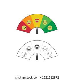 Customer satisfaction meter with different emotions. Vector illustration