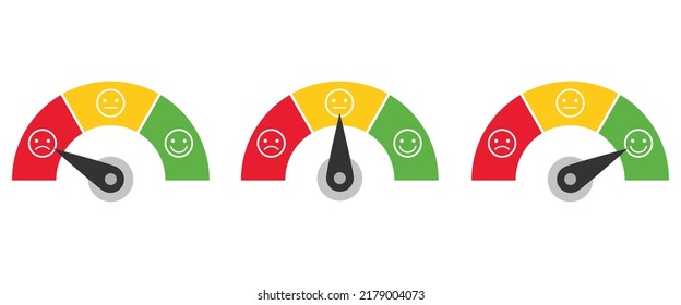 Customer satisfaction meter with different emotions art. Clipart image isolated on white background