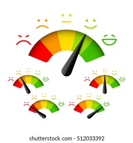 Customer satisfaction meter with different emotions. Vector illustration.