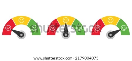 Customer satisfaction meter with different emotions art. Clipart image isolated on white background