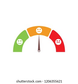 Customer satisfaction meter, emoticons mood scale. Vector illustration.