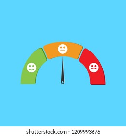 Customer satisfaction meter, emoticons mood scale. Vector illustration.