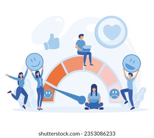 Customer Satisfaction Meter with Emotions Icons. Consumer Online report. User Experience, flat vector modern illustration