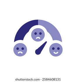 Customer satisfaction meter with happy and sad faces