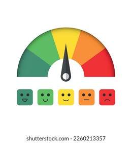 Customer satisfaction meter icon in flat style. Gauge level vector illustration on isolated background. Speedometer sign business concept.