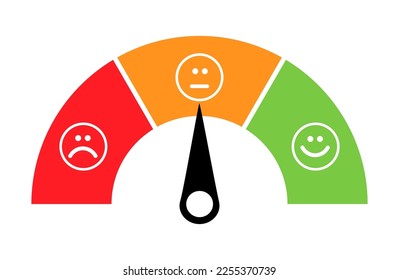 Icono del medidor de satisfacción del cliente, gráfico de medición de la medición de la ilustración del vector del informe de negocios.