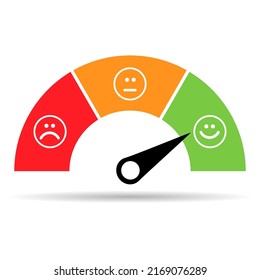 Customer satisfaction meter shadow icon, graph rating measure business report vector illustration .