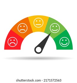 Icono de sombra del medidor de satisfacción del cliente, gráfico de medición de la medición del informe de negocios ilustración vectorial.